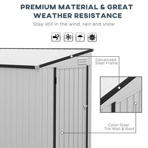 Metallo 4x8 ft giardino capanno bianco centro-alla casa degli attrezzi per esterni con porta chiudibile a chiave e prese d'aria per il Patio sul cortile di stoccaggio del prato - Product Image 6