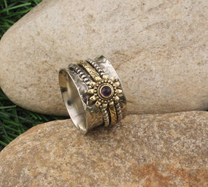 Natural Turquoise Gemstone Bezel Setting Flower Ring 925 Sterling Silver Floral Band Ring February Birthstone <b>Jewelry</b> Party - Product Image 4