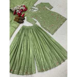 Conjunto de traje de fiesta para mujer de diseñador con Sharara Plazzo y Dupatta - Product Image 1