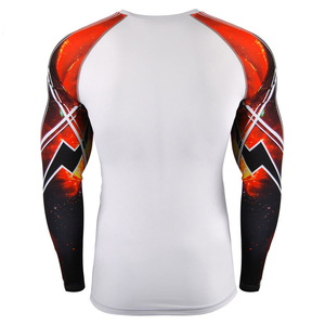 <b>Men</b> Long Sleeve Rash Guard <b>Black</b> With Blue Stripe Compression Swim Shirt Quick Dry UV Protection - Product Image 6