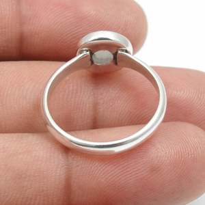 Bague en argent sterling 925 de qualité supérieure avec pierre précieuse naturelle aigue-marine taille coussin, faite à la main, vintage, unisexe, style bohème - Product Image 3
