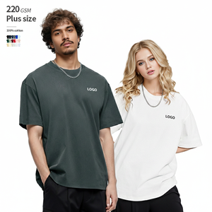 เสื้อยืดผู้ชายไซส์ US 220 GSM ผ้าฝ้ายถัก 100% สไตล์ลำลอง โอเวอร์ไซส์ พลัสไซส์ รับสกรีนลายตามสั่ง ขายส่ง เสื้อเปล่า - Product Image 1