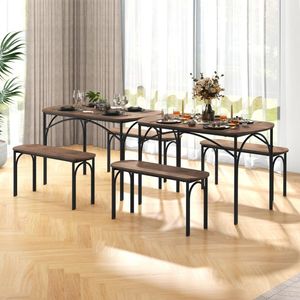 Set Moderno da Pranzo Estensibile in 5 Pezzi per 4 Persone con Struttura in Metallo per Ristoranti e Uso Domestico - Product Image 6