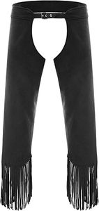 Pantalones vaqueros de cuero vintage para hombre con entrepierna abierta y flecos para fiestas temáticas del oeste y cosplay - Product Image 5