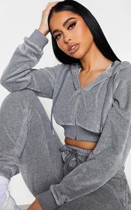 Ensemble de survêtement décontracté pour femme en coton/tissu éponge, sweat à capuche sans col en velours uni, manches longues, pour le sport, ensemble 2 pièces - Product Image 3