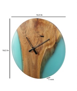 High Quality Modern Blue Epoxy Resin Wood <b>Hand</b> Modeled Angel Theme Wall <b>Clock</b> Best Quartz Needle Display Living Room Home - Product Image 1