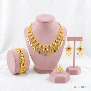 แฟชั่นแบบดั้งเดิม MOLL JEWELLERS ชุดเครื่องประดับสำหรับผู้หญิงสร้อยคอสร้อยข้อมือชุบทอง 24K ซิร์คอนรูปแมลงกล่องเชน A-53190 - Product Image 6