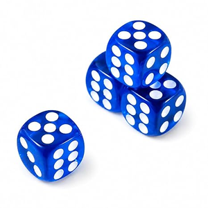 Dés de jeu décoratifs en résine pour jeux de société, jeux de table et cadeaux personnalisés. Ensemble de dés en résine bleue avec points blancs. - Product Image 2