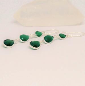Boucles d'oreilles pendantes classiques en argent sterling 925, style religieux, avec onyx vert serti griffe, certifiées, mignonnes, pour femme, tendance - Product Image 2