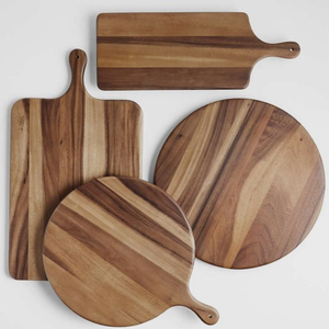Planche à découper en bois de caoutchouc de taille moyenne avec poignée, bloc de découpe en bois massif, fabricant OEM - Product Image 4