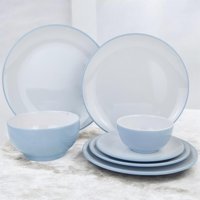 Assiette en mélamine bleu et blanc, durable, qualité alimentaire, design minimaliste, compatible lave-vaisselle et micro-ondes, service de vaisselle pour fête