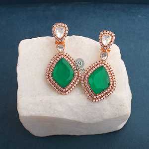 <b>Emerald</b> Green Moissanite Stud <b>Earrings</b> in Rose <b>Gold</b> White <b>Gold</b> Platinum - Product Image 3