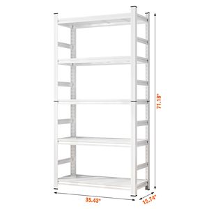 Scaffale Regolabile in Altezza da 71 Pollici con Capacità di 907 kg, Unità a Cinque Ripiani con Pannelli Resistenti ai Graffi e all'Usura - Product Image 3