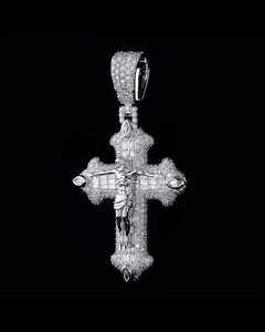 925 Silver Crucifix Pendant Moissanite Iced Out <b>Cross</b> Necklace Religious Jewelry - Product Image 4