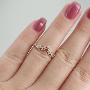 Plant Branch Lab Grown Round Cut Diamond Stacking Band <b>Ring</b> for Women's 14K Solid Gold Wedding Surprise Gift for Bridle Charms - Product Image 3