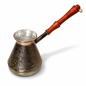 Cafetera Turca Artesanal Cezve Ibrik, Calentador de Café de Cobre con Mango de Madera, Olla para Derretir Leche y Mantequilla, Estilo Árabe/Griego - Product Image 1
