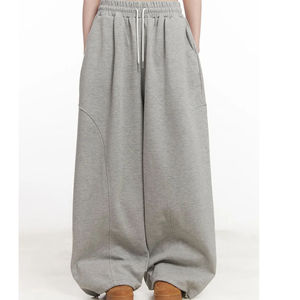 Pantalon de survêtement pour femme, hiver, coupe oversize, devant plat, respirant, 100% coton, avec cordon de serrage, prix abordable, personnalisation OEM - Product Image 6