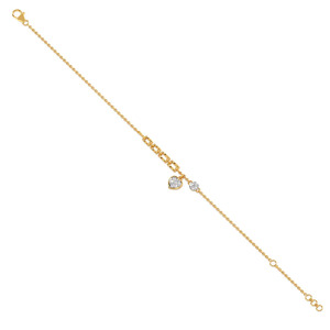 Bracelet à breloques géométriques en diamant avec chaîne en or jaune et accent cœur suspendu - Product Image 4
