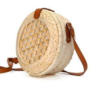 <b>White</b> bamboo <b>bags</b> <b>hand</b> weaving waffle shoulder <b>bag</b> cosmetic accessories storage for ladies - Product Image 6