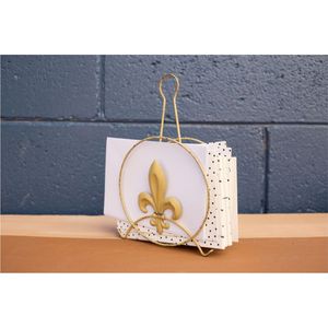 Soporte decorativo de alambre con acabado de latón antiguo para servilletas y toallas de papel, para decoración del hogar, mesa de comedor y hostelería, compra al por mayor - Product Image 1