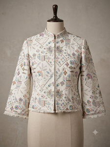 Tissu brodé en coton brocart à motifs floraux pour robe turque, abaya, longue veste, burqa, kaftan - Product Image 2