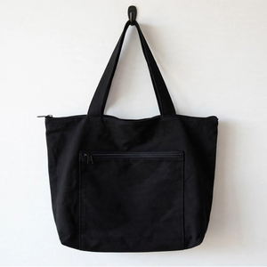 Black Canvas <b>Tote</b> Bag with Zipper Closure Insulated Pocket Water Resistant for Shopping Travel All Seasons Bohemian Fashion - Product Image 4