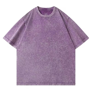 T-shirts en tricot pour hommes personnalisés, effet délavé, coupe ample, 220 g/m², 100 % coton, style vintage, streetwear, vente en gros OEM - Product Image 3