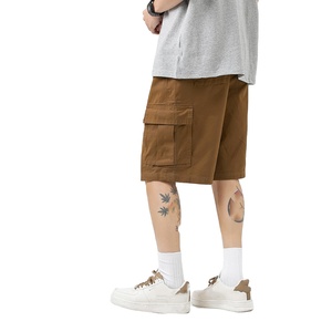 Men's Cotton Cargo Bermuda Shorts Solid Color Drawstring Waist Casual Style with Pockets Mid Rise Elastic Waist - Product Image 6