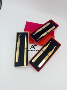 แหนบต่อขนตาเคลือบทอง 24K สีทอง  ขนาด 45 65 90 องศา ปลายเรียวบาง พร้อมกล่องแม่เหล็ก - Product Image 5