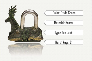 Cadenas décoratif en laiton motif cerf, style vintage antique, cadenas de sécurité pour porte, armoire, boîte, coffre - Product Image 5
