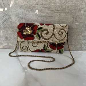 กระเป๋าถือทรงสี่เหลี่ยมผืนผ้าปักลายดอกไม้ประดับลูกปัดทำมือ ALI FASHION ART  วัสดุโพลีเอสเตอร์ พร้อมซิป เหมาะสำหรับการเดินทางและงานปาร์ตี้ - Product Image 6
