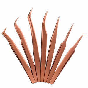 Juego de Pinzas para Pestañas de Acero Inoxidable de Grado Profesional, Punta Suave de Precisión para Aplicación de Extensiones de Pestañas - Product Image 1