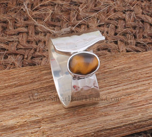 Bague vintage en œil de tigre naturel, argent sterling 925, bague pour homme, bague signet, bijoux faits à la main, logo personnalisé, vente en gros - Product Image 3
