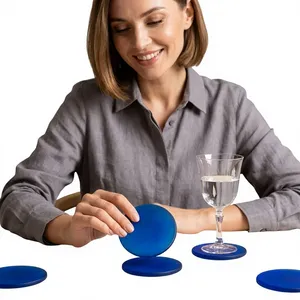 Posavasos Redondos de Resina Azules, Juego Duradero para Decoración del Hogar - Product Image 6