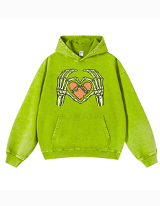 Oversized Gray Hoodie With Skeleton Hands <b>Heart</b> Skateboard Print Unisex Casual Fleece Sweatshirt Autumn Streetwear - Product Image 6