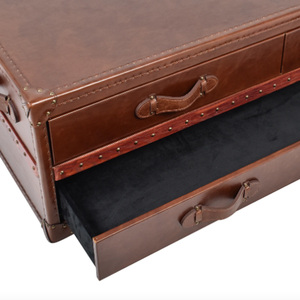 Lancaster Vintage Leather <b>Coffee</b> <b>Table</b> Storage <b>Trunk</b> With Brass Traditional Design Antique <b>Coffee</b> <b>Tables</b> - Product Image 5
