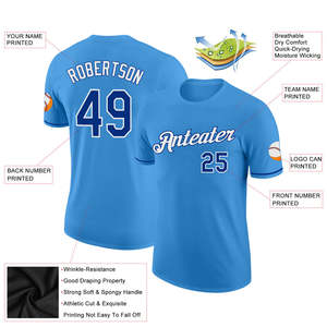 Custom Blue Baseball Jersey Wholesale Team Uniform Personalized Name Number OEM Sublimation Sportswear Men's <b>Shirts</b> Manufacturer - Product Image 2