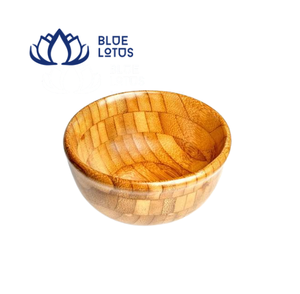 Bol en bambou écologique Blue Lotus, grain de bois naturel, plat de service rond - Product Image 1