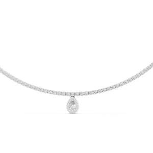 TRENDY 18KT ROSE GOLD RHODIUM PLATED Tennis Chain Pear Pendant Adorned Lab Grown 4.5CT Cut Diamonds Certified Party Wedding Wear - Product Image 5