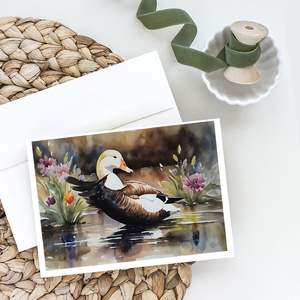 Whimsical A7 Size 5x7 Common Eider Duck Blank <b>Note</b> <b>Cards</b> Pack of 8 with Envelopes for <b>Greetings</b> - Product Image 2