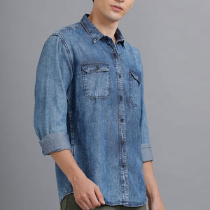 Chemise en jean vintage pour homme, 100 % coton, séchage rapide, tissu confortable, vente en ligne, service OEM, approvisionnement direct usine 2026 - Product Image 3