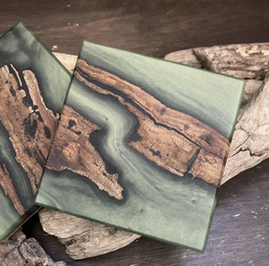 Meilleur prix, qualité supérieure, sous-verres en résine personnalisés, sous-verres en résine et bois faits à la main, luxe, pour la restauration et les cadeaux - Product Image 1