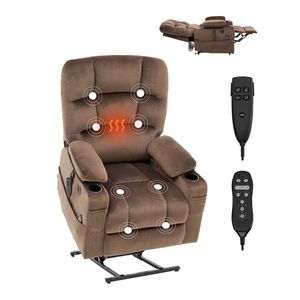 Poltrona Reclinabile Elettrica a Doppio Motore con Massaggio e Riscaldamento per Anziani, Estensibile, 2 Portabicchieri, Porta USB - Esperienza di Relax Confortevole - Product Image 1
