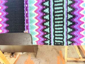 Manaal Enterprises Western Equestrian Saddle Pad SHOW PAD 14 Wool Shell Fleece Lined Geometric Pattern Purple <b>Blue</b> Black Riding - Product Image 4