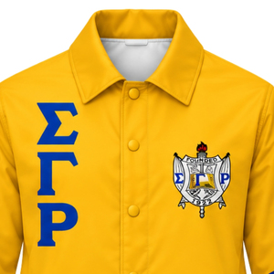 Yellow <b>Womens</b> Varsity Jacket Royal Blue Greek Letter Snap Button Front Blue White Striped Long Sleeve Collegiate Outerwear <b>Coats</b> - Product Image 2