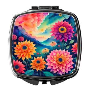 Colorful Dahlias Compact <b>Travel</b> Makeup <b>Mirror</b> Folding Handheld Pocket Decorative <b>Mirror</b> for Women and Girls Gift - Product Image 1