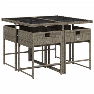 Ensemble de salle à manger de jardin pliable 4 places en rotin gris avec structure en acier, mobilier d'extérieur au design contemporain - Product Image 4