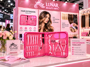 Kit d'outils professionnels de haute qualité en acier inoxydable rose pour extensions de cheveux LUNAR IMPEX, pinces, ciseaux, peignes - Product Image 3