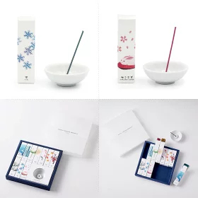 Kousaido Hanga Räucherstäbchen Geschenkset 10 Japanische Jahreszeitsduftnoten 200 Stäbchen mit Keramikhalter Holzschnitt-Druck Made in Japan - Product Image 6