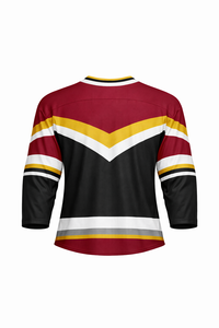 Men's Custom Ice Hockey Jersey V-Neck Three Quarter Sleeve Sublimated Print Moisture Wicking Polyester <b>Sport</b> <b>Apparel</b> - Product Image 3